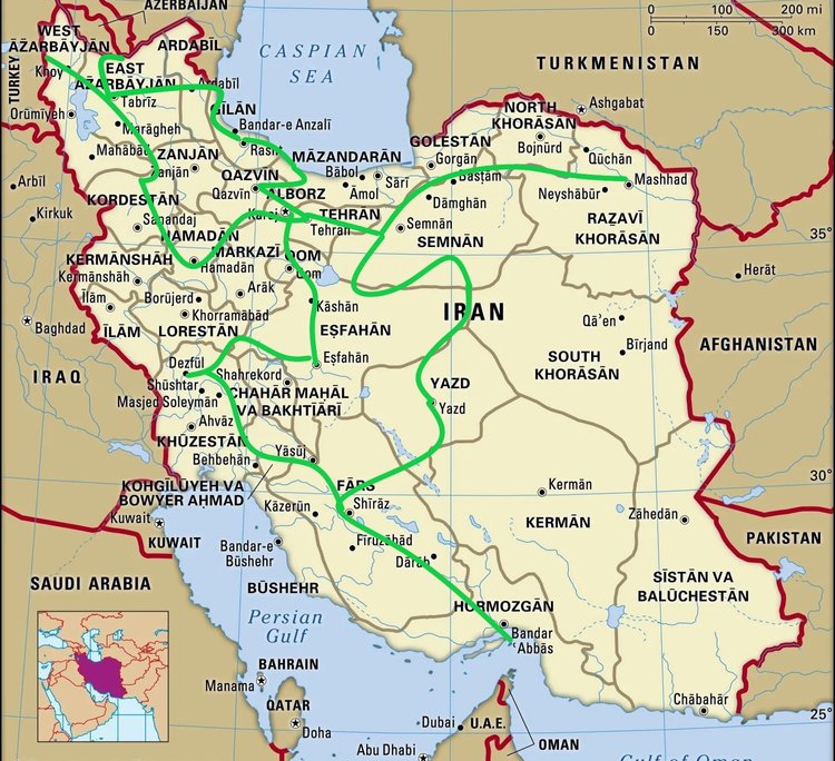 Iran travel map 